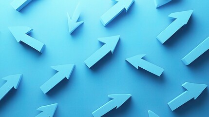 Dynamic Arrangement of Blue Arrows on a Clean Background