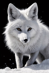Naklejka premium Highly Detailed Black and White Wild Wolf Drawing with Majestic Eyes and Fur Detail on Snowy Landscape