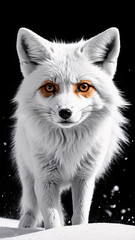 Highly Detailed Black and White Wild Wolf Walking Through Snow with Majestic Expression and Pencil Art