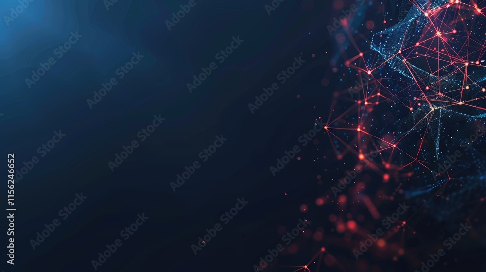 Aufkleber abstract digital network with glowing nodes and connections on a dark background.