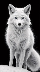 Fototapeta premium Majestic Black and White Wild Wolf in Snow Captured in Intricate Pencil Sketch with Stunning Fur