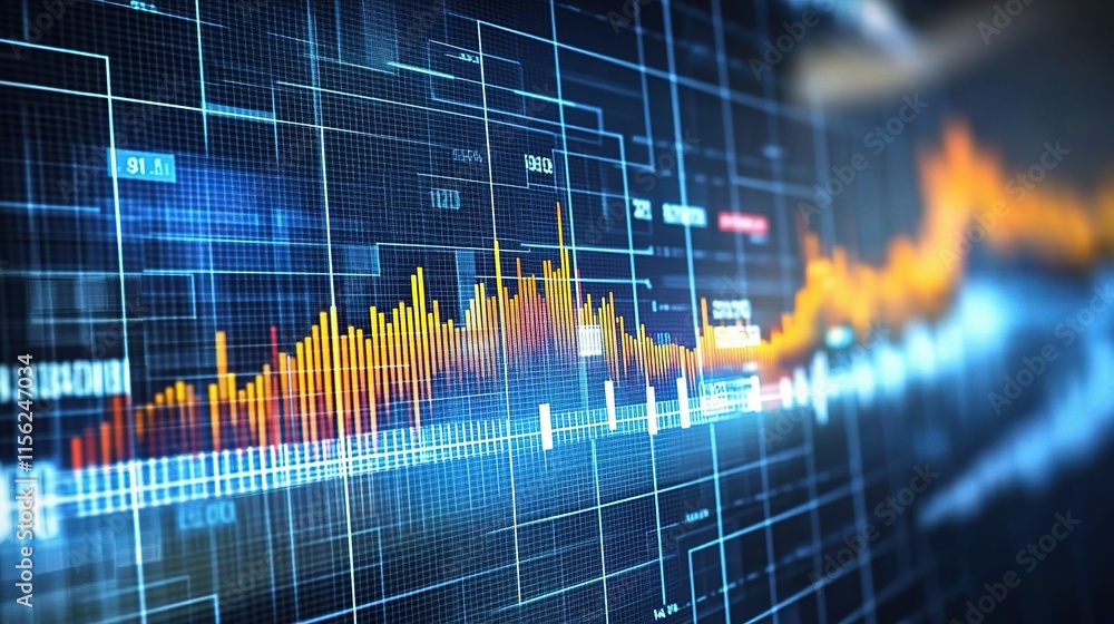 Poster Abstract Digital Finance Background with Data Visualization Elements