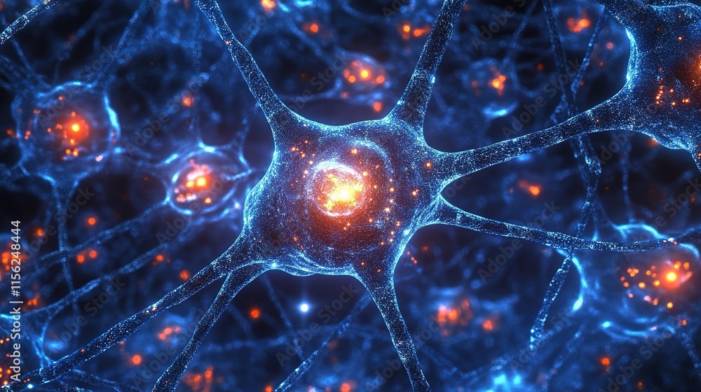 Poster abstract science background featuring interconnected neural structures