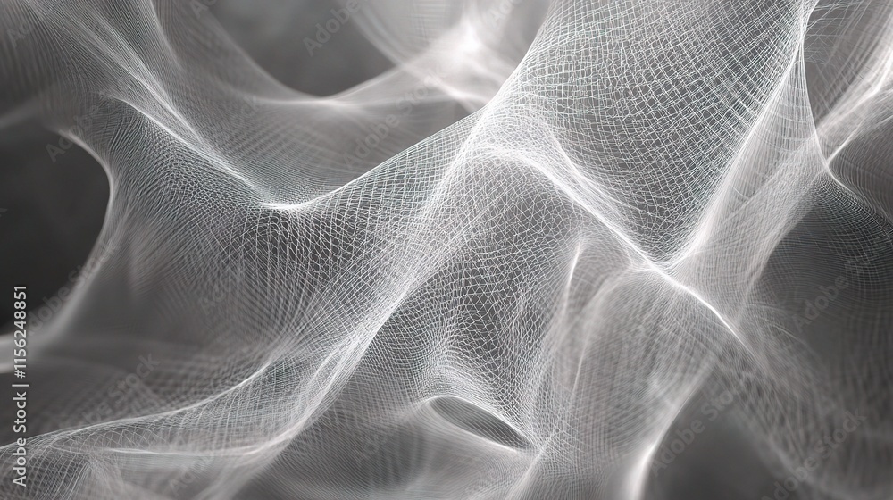 Aufkleber abstract gray wireframe technology background with fluid motion elements