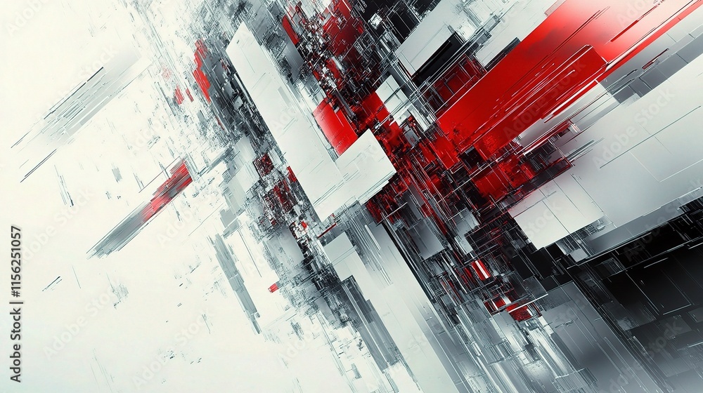 Poster abstract modern futuristic background with red and gray elements