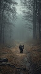 Strong lonely wild boar stays in forests.
