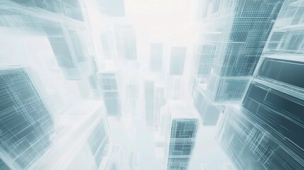 Obraz premium Abstract 3D Wireframe City Background with Perspective View