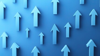 Upward Pointing Arrows in a Vibrant Blue Background Design