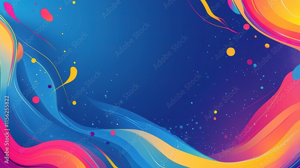 Poster vibrant abstract blue background with dynamic colorful elements