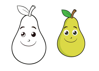 A simple and fun coloring page featuring a ripe pear with smooth skin, ready for vibrant colors. Perfect for kids to explore their creativity with shades of green, yellow, and brown!