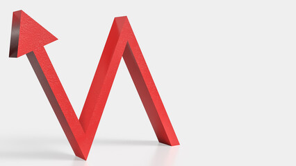 The Red arrow wave on white Background for Business concept 3d rendering..