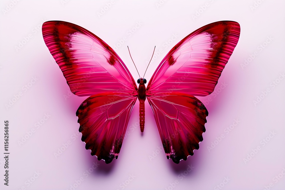 Poster vibrant pink butterfly with intricate wing patterns isolated on a light background for artistic and 