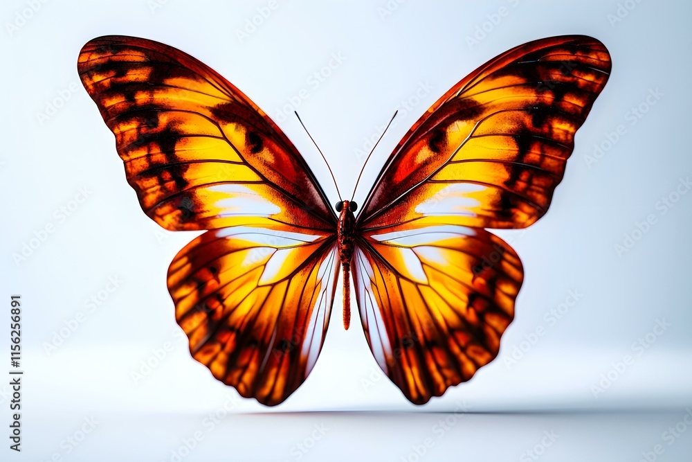 Poster stunning close-up of a vibrant orange butterfly with intricate wing patterns on a soft background