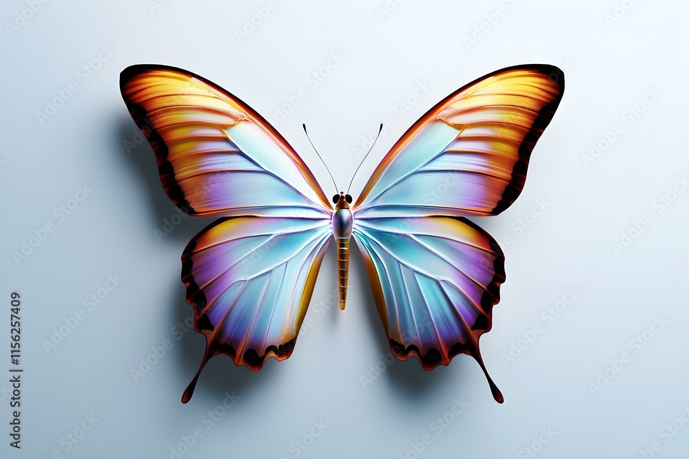Poster vibrant butterfly displaying stunning coloration and intricate wing patterns against a soft backgrou