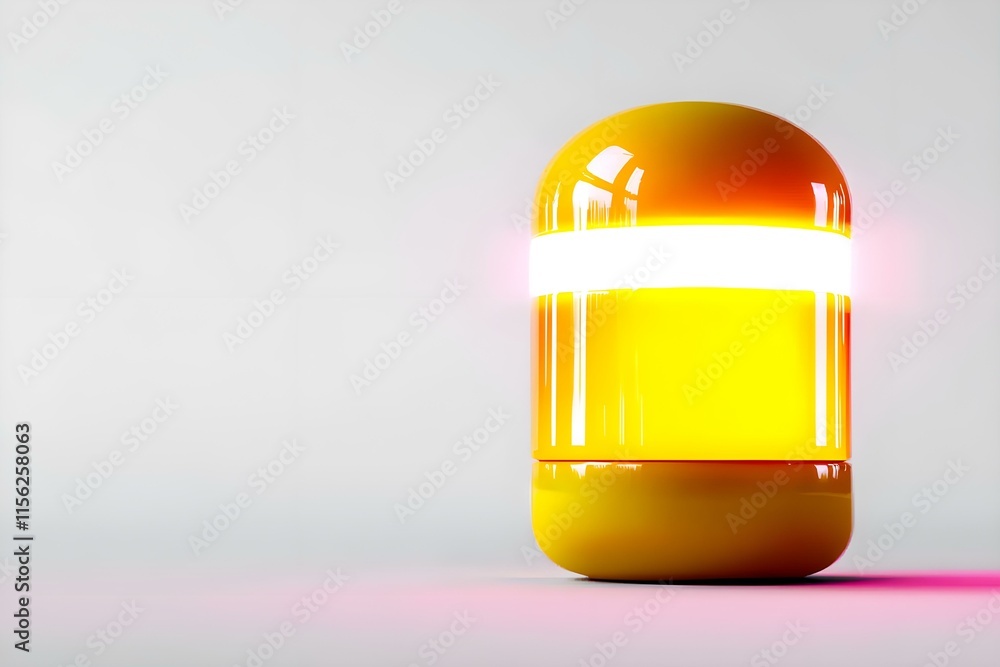 Aufkleber bright yellow capsule shape object with soft glare and clean background for creative use in design p