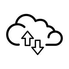 Cloud Sync Icon minimalist design isolated on transparent background, png