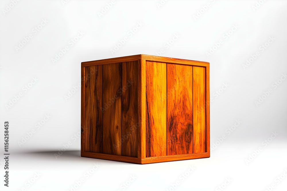 Poster wooden cube displaying rich texture with elegant finish on a soft gray background