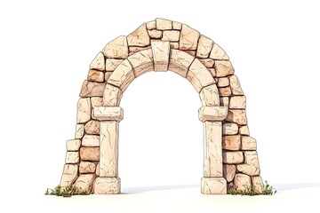 Handcrafted Stone Archway with Detailed Textures and Natural Overgrowth in Soft Light