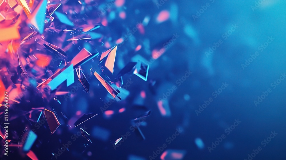 Poster Abstract Blue Background with Vibrant Dynamic Elements and Shapes