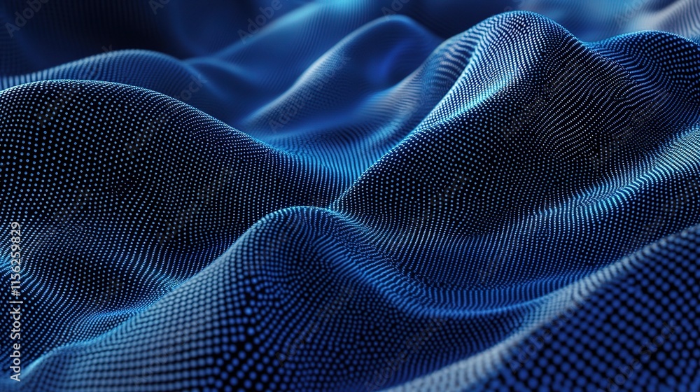 Poster abstract blue background with scattered dots and curved patterns