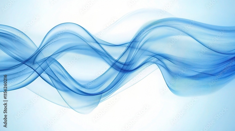 Poster abstract blue curved background with flowing lines and waves