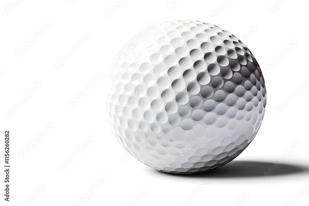 Poster close-up view of a white golf ball on a minimalist background with soft shadows and smooth texture