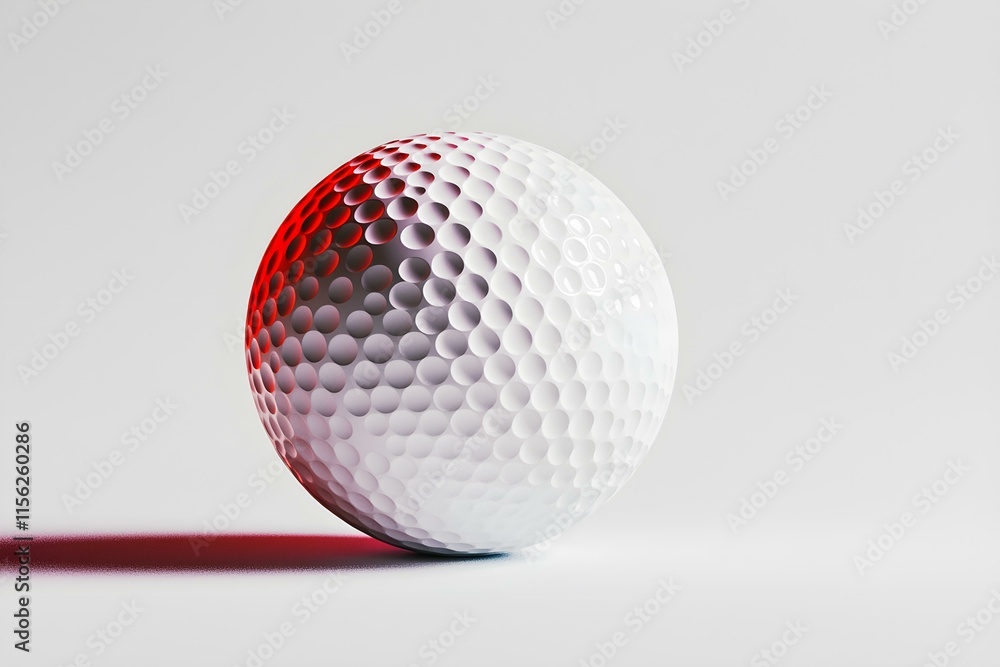 Poster close-up of a single golf ball on a minimalistic background highlighting texture and shadows