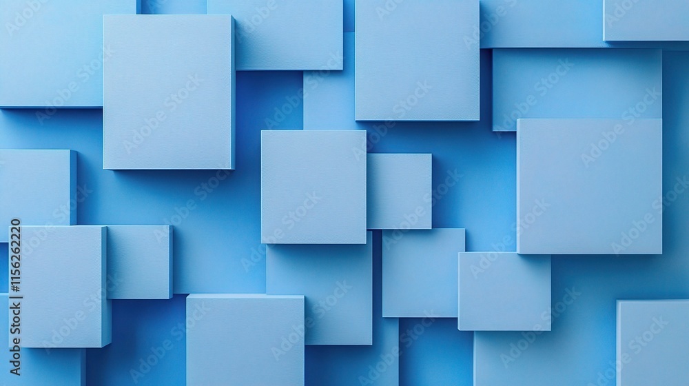 Aufkleber abstract blue background with multiple square shapes in focus