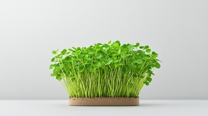 Fresh Green Microgreens Growing on Light Background