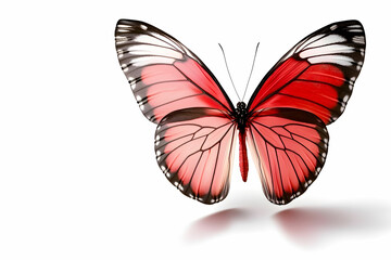 Obraz premium Vibrant Red Butterfly with Intricate Wings Captivating Beauty Against Clean White Background