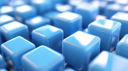 Glossy 3D Blue Blocks in Innovative Tech Background Display