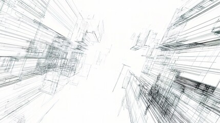 Obraz premium Abstract Wireframe Cityscape in 3D Perspective View