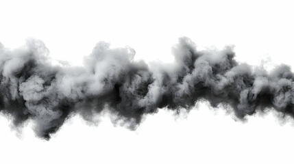 Abstract Black Smoke Stream Flowing Across a White Background for Creative Visual Effects and Design Use