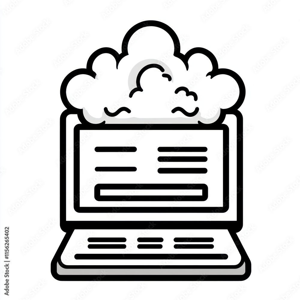 Poster cloud computing data storage on laptop.