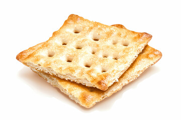 Fototapeta premium Crispy and Delicious Saltine Crackers Stacked Perfectly on a White Background for Culinary Use