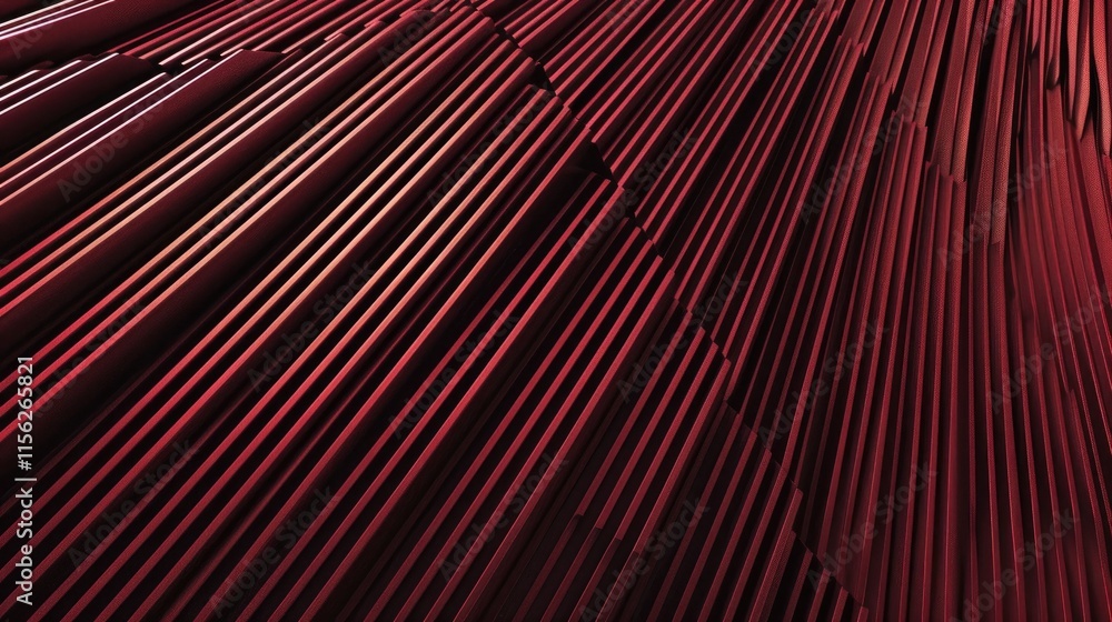 Poster abstract composition of red lines creating a dynamic, textured surface.