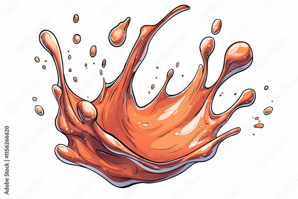Poster abstract orange liquid splash with dynamic droplets creating an artistic and vibrant image suitable 