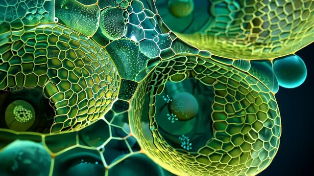 Close-up of microscopic stomata on a leaf, showcasing intricate details of plant biology