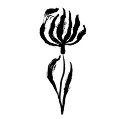 Grunge Dry Brush Ink Wild Flower