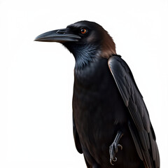 Fototapeta premium black raven crow on white background - bird generation -