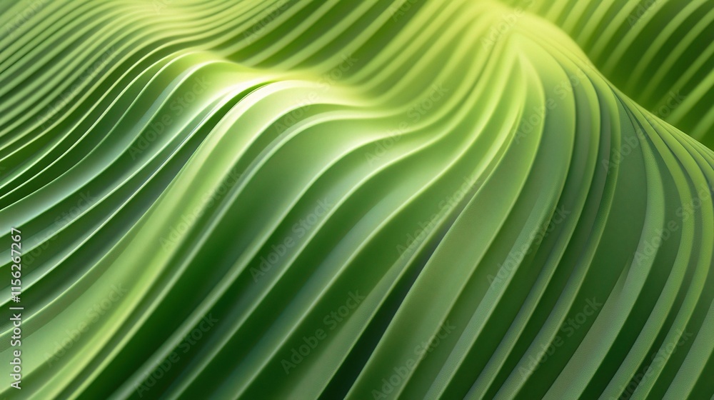 Poster abstract green geometric background with diagonal lines and waves