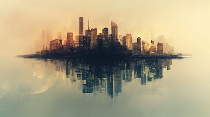 Obraz premium Modern Abstract Cityscape Background with Double Exposure Effect