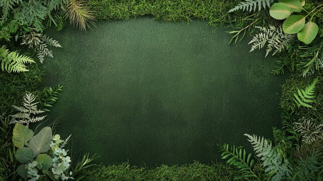 Green Nature Background with Leafy Border Design
