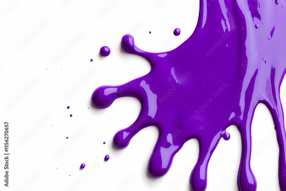 Poster vivid purple paint splash on white background creating an artistic and dynamic visual effect