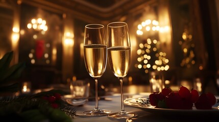 Celebration with Toasting Champagne