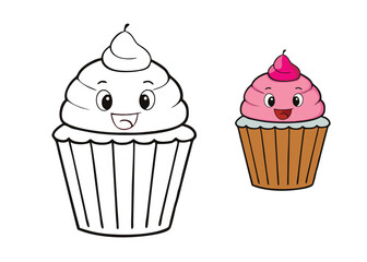 A delightful cupcake coloring page featuring a frosted cupcake with sprinkles, decorative toppings, and fun patterns, perfect for kids and adults to color and enjoy!