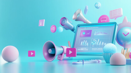 Colorful Geometric product presentation concept 3d elements, Business plan with a detailed financial forecast, digital projections of key financial indicators, abstract presentation background.