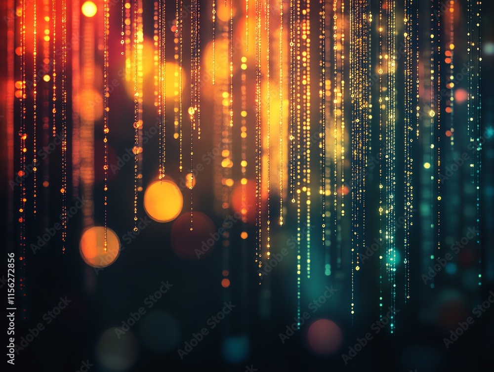 Poster a vibrant abstract background featuring colorful light streaks and bokeh effects.
