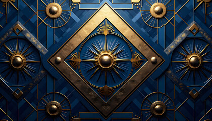 Obraz premium Vintage Art Deco with Platinum and Midnight Blue Tones