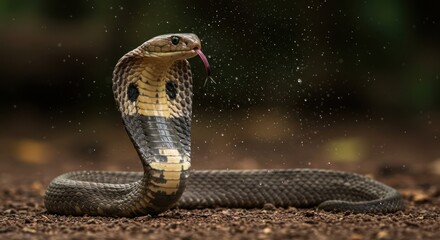 Majestic Cobra Displays Its Hood In Nature
